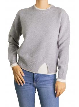 Maglioncino in pura lana con bordi a contrasto 